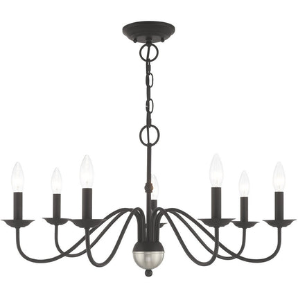 Black Seven Light Metal Dimmable Chandelier With Shades