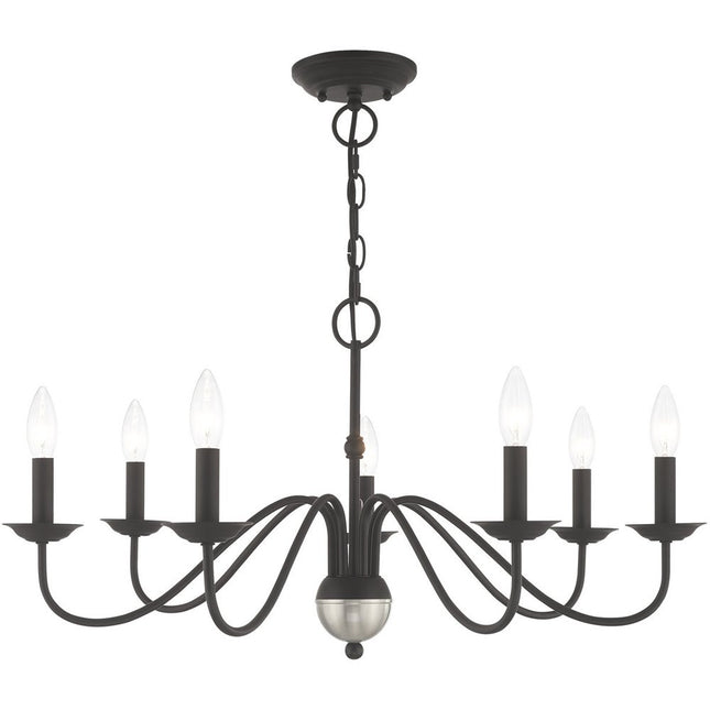 Black Seven Light Metal Dimmable Chandelier With Shades