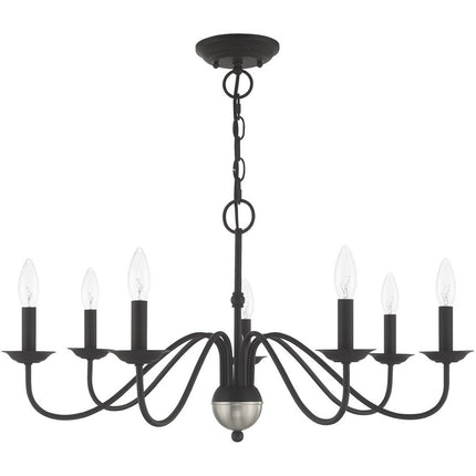 Black Seven Light Metal Dimmable Chandelier With Shades