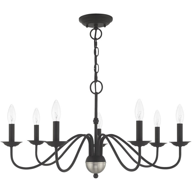 Black Seven Light Metal Dimmable Chandelier With Shades