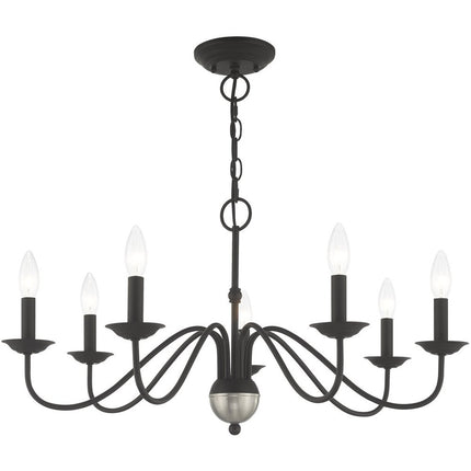 Black Seven Light Metal Dimmable Chandelier With Shades