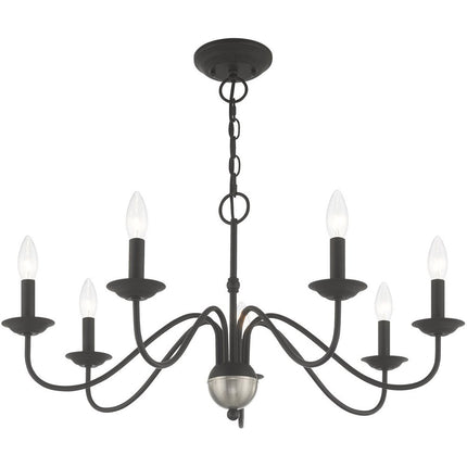 Black Seven Light Metal Dimmable Chandelier With Shades