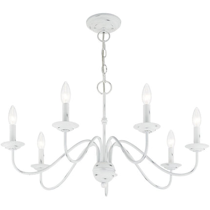 Antiqued White Seven Light Metal Dimmable Chandelier With Shades
