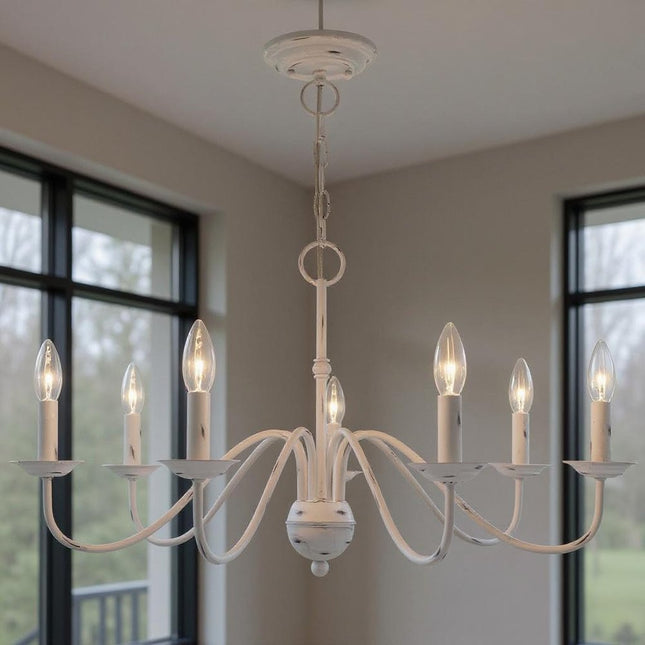 Seven Light Dimmable Chandelier With Shades HomeRoots