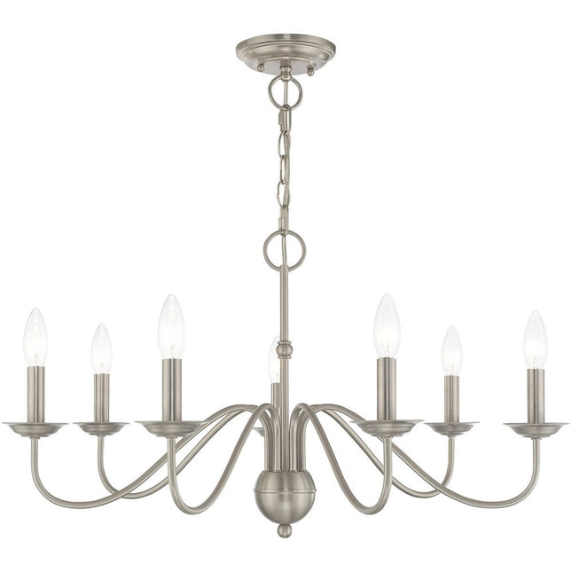 Nickel Seven Light Metal Dimmable Chandelier With Shades