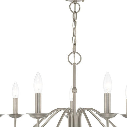 Nickel Seven Light Metal Dimmable Chandelier With Shades