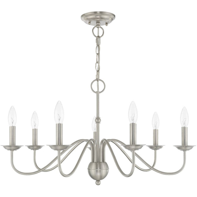 Nickel Seven Light Metal Dimmable Chandelier With Shades