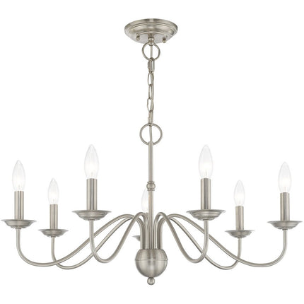 Nickel Seven Light Metal Dimmable Chandelier With Shades