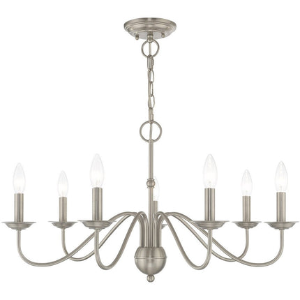Nickel Seven Light Metal Dimmable Chandelier With Shades