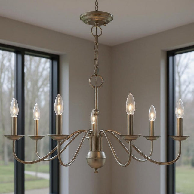 Seven Light Dimmable Chandelier With Shades HomeRoots