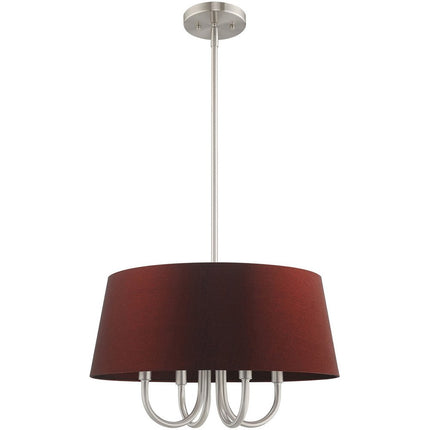 Nickel Four Light Metal Dimmable Chandelier With Shades