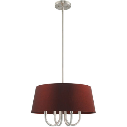 Nickel Four Light Metal Dimmable Chandelier With Shades