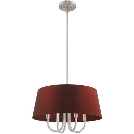 Nickel Four Light Metal Dimmable Chandelier With Shades