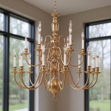 Brass Multi Light Metal Dimmable Chandelier With Shades