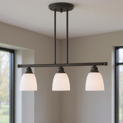 Bronze Three Light Dimmable Chandelier With Shades HomeRoots