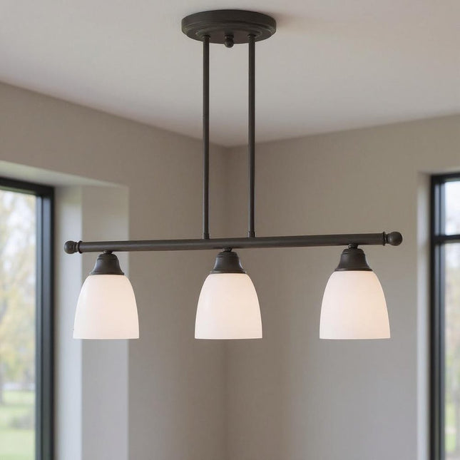 Bronze Three Light Dimmable Chandelier With Shades HomeRoots