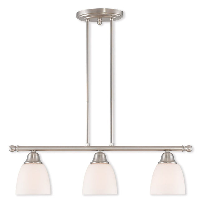 Nickel Three Light Metal Dimmable Chandelier With Shades HomeRoots