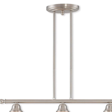 Nickel Three Light Metal Dimmable Chandelier With Shades