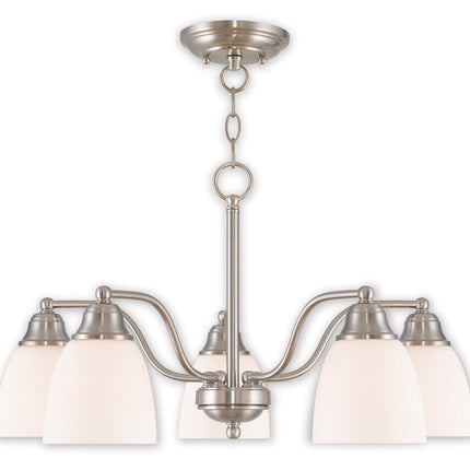 Five Light Dimmable Chandelier With Shades HomeRoots