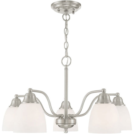 Five Light Dimmable Chandelier With Shades HomeRoots