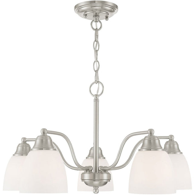 Five Light Dimmable Chandelier With Shades HomeRoots