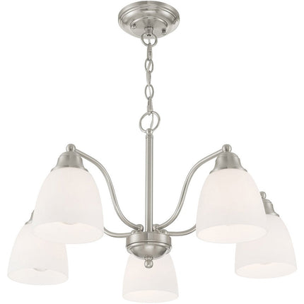 Five Light Dimmable Chandelier With Shades HomeRoots
