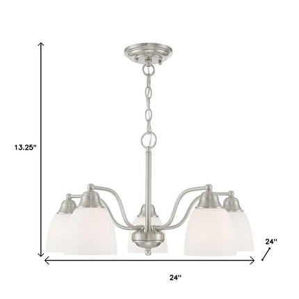 Five Light Dimmable Chandelier With Shades HomeRoots