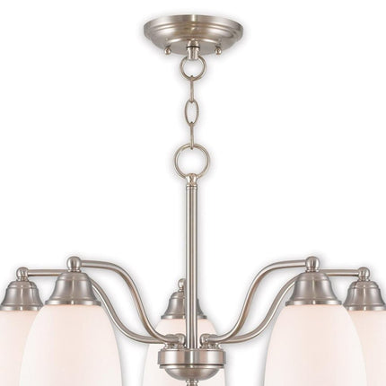 Five Light Dimmable Chandelier With Shades HomeRoots