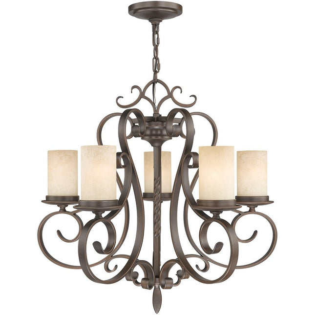 Five Light Dimmable Chandelier With Shades HomeRoots