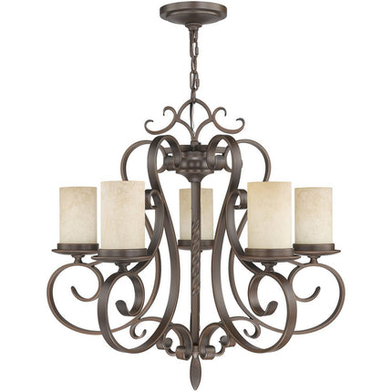 Five Light Dimmable Chandelier With Shades HomeRoots