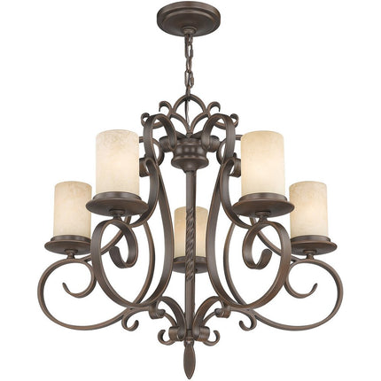 Five Light Dimmable Chandelier With Shades HomeRoots