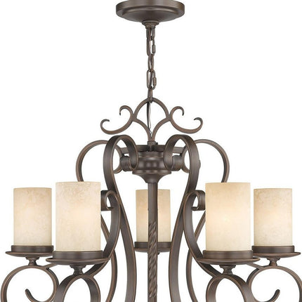 Five Light Dimmable Chandelier With Shades HomeRoots