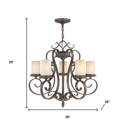 Five Light Dimmable Chandelier With Shades HomeRoots