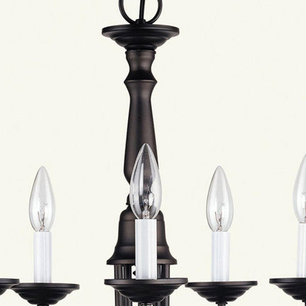 Bronze Five Light Metal Dimmable Chandelier With Shades