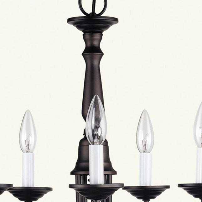 Bronze Five Light Metal Dimmable Chandelier With Shades HomeRoots