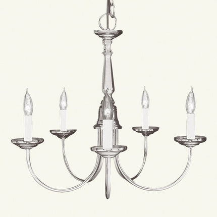 Nickel Five Light Metal Dimmable Chandelier With Shades HomeRoots