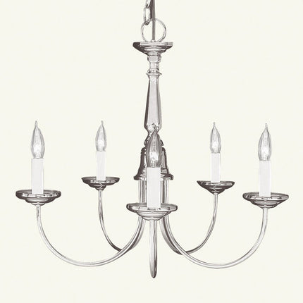 Nickel Five Light Metal Dimmable Chandelier With Shades HomeRoots