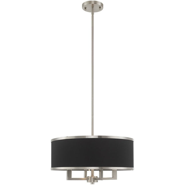Nickel Four Light Metal Dimmable Chandelier With Shades