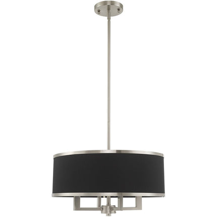 Nickel Four Light Metal Dimmable Chandelier With Shades