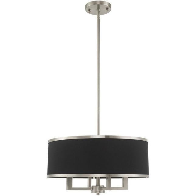 Nickel Four Light Metal Dimmable Chandelier With Shades