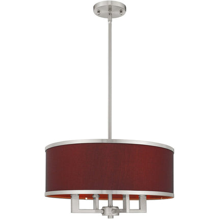 Nickel Four Light Metal Dimmable Chandelier With Shades