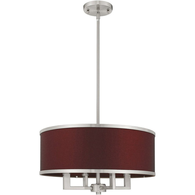 Nickel Four Light Metal Dimmable Chandelier With Shades