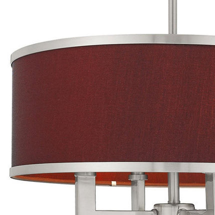 Nickel Four Light Metal Dimmable Chandelier With Shades