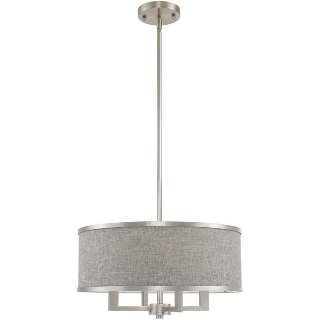 Nickel Four Light Metal Dimmable Chandelier With Shades