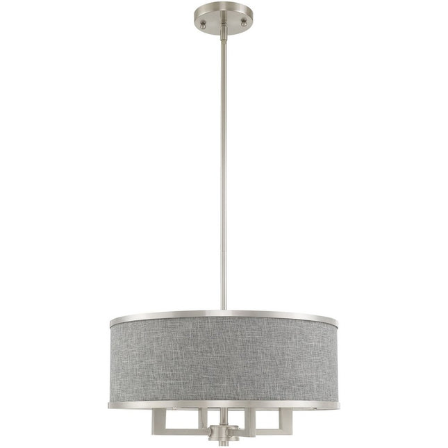 Nickel Four Light Metal Dimmable Chandelier With Shades