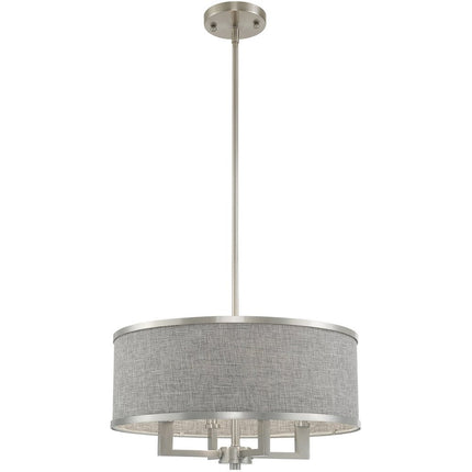 Nickel Four Light Metal Dimmable Chandelier With Shades