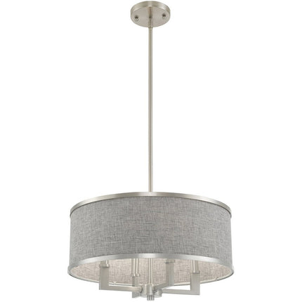 Nickel Four Light Metal Dimmable Chandelier With Shades