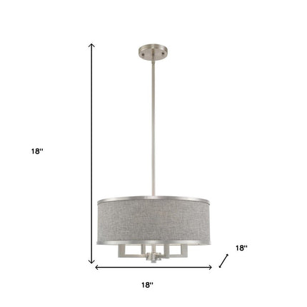 Nickel Four Light Metal Dimmable Chandelier With Shades