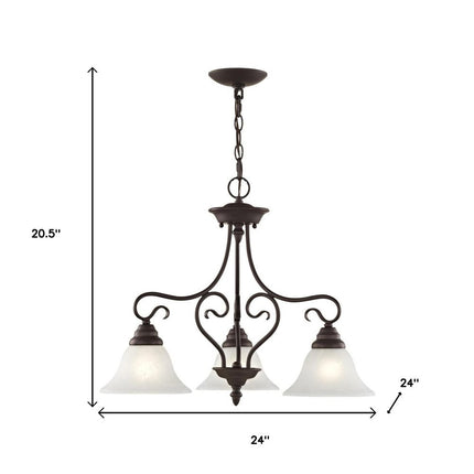 Bronze Three Light Metal Dimmable Chandelier With Shades