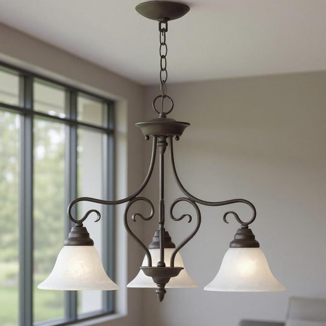 Bronze Three Light Dimmable Chandelier With Shades HomeRoots